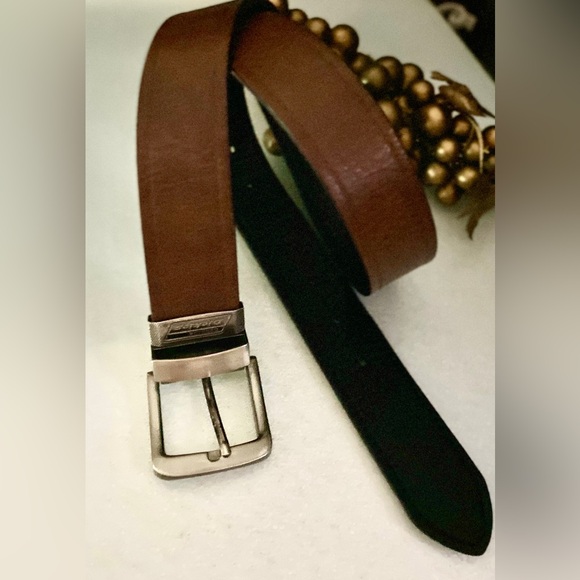Dickies Men’s brown leather Belt double- sided - Picture 12 of 16